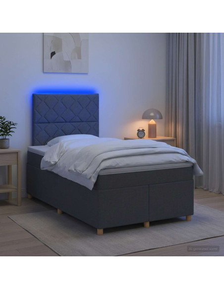 Letto box spring con materasso Grigio Scuro 120 x 190 cm