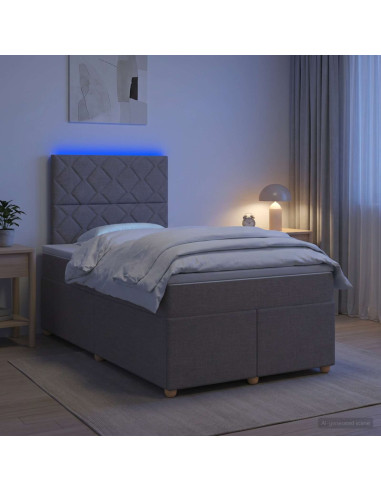 Letto box spring con materasso Tortora 120 x 190 cm Tessuto
