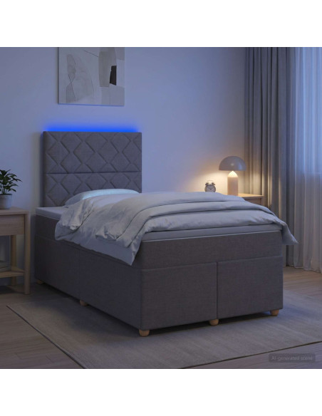 Letto box spring con materasso Tortora 120 x 200 cm Tessuto