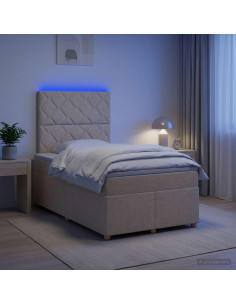 Letto box spring con materasso Crema 120 x 200 cm Tessuto