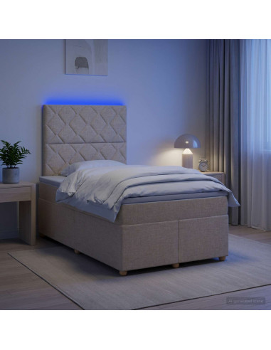 Letto box spring con materasso Crema 120 x 200 cm Tessuto
