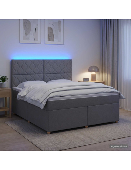 Letto box spring con materasso Grigio Chiaro 140 x 200 cm