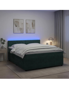 Letto box spring con materasso Verde Scuro 180 x 200 cm Velluto