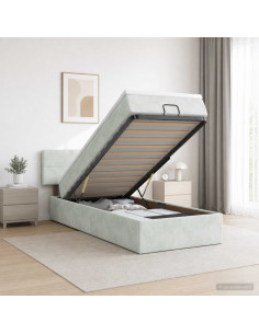 Letto Ottomano con Materasso e LED Grigio Chiaro 80 x 200 cm