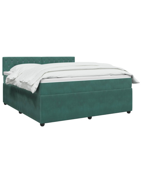 Letto box spring con materasso Verde Scuro 180 x 200 cm Velluto