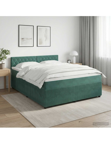 Letto box spring con materasso Verde Scuro 180 x 200 cm Velluto