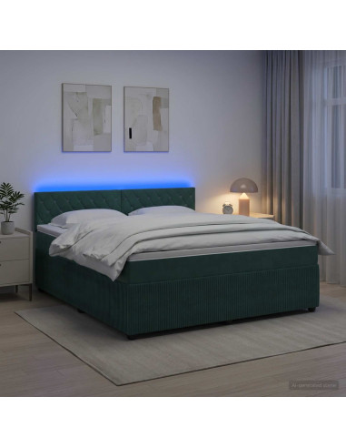 Letto box spring con materasso Verde Scuro 180 x 200 cm Velluto