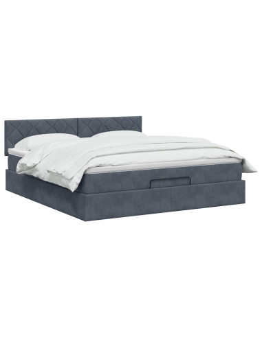 Letto Ottomano con Materasso e LED Grigio Scuro 180 x 200 cm