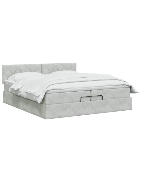 Letto Ottomano con Materasso e LED Grigio Chiaro 200 x 200 cm
