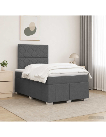 Letto Box Spring LED con Materasso Grigio Scuro 120 x 190 cm