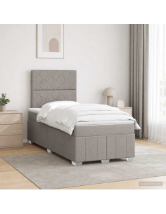 Letto Box Spring LED con Materasso Tortora 120 x 190 cm Tessuto