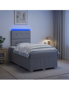 Letto Box Spring LED con Materasso Grigio Chiaro 120 x 200 cm