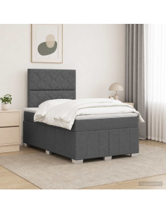Letto Box Spring LED con Materasso Grigio Scuro 120 x 200 cm