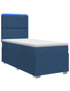 Letto Box Spring LED con Materasso Blu 90 x 200 cm Tessuto 2