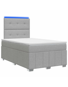 Letto Box Spring LED con Materasso Grigio Chiaro 120 x 200 cm 2