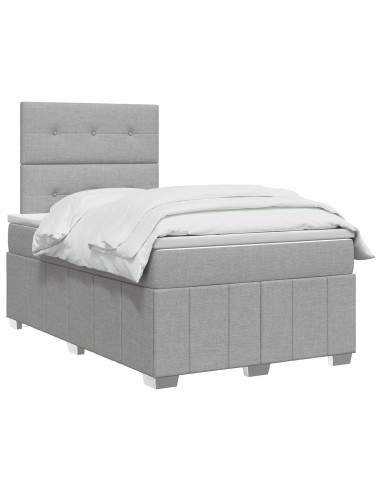 Letto Box Spring LED con Materasso Grigio Chiaro 120 x 200 cm