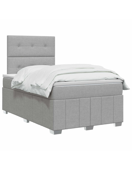 Letto Box Spring LED con Materasso Grigio Chiaro 120 x 200 cm
