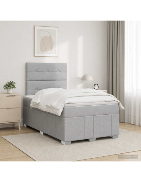 Letto Box Spring LED con Materasso Grigio Chiaro 120 x 200 cm