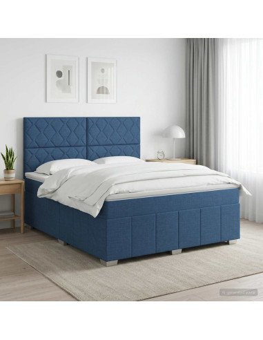 Letto box spring con materasso Blu 140 x 200 cm Tessuto