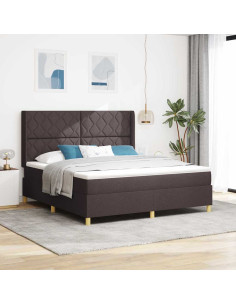 Letto a molle con strisce LED Marrone 180 x 200 cm Tessuto