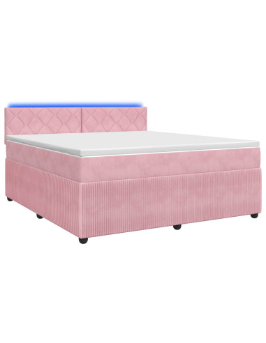 Letto box spring con materasso Rosa 160 x 200 cm Velluto