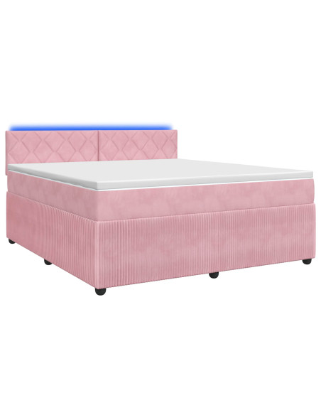 Letto box spring con materasso Rosa 160 x 200 cm Velluto