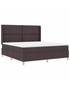 Letto a molle con strisce LED Marrone 180 x 200 cm Tessuto 2