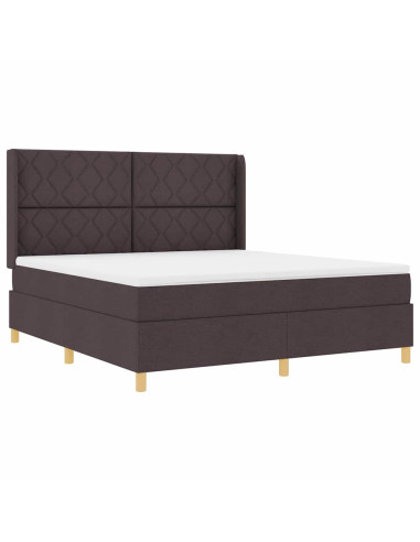 Letto a molle con strisce LED Marrone 180 x 200 cm Tessuto