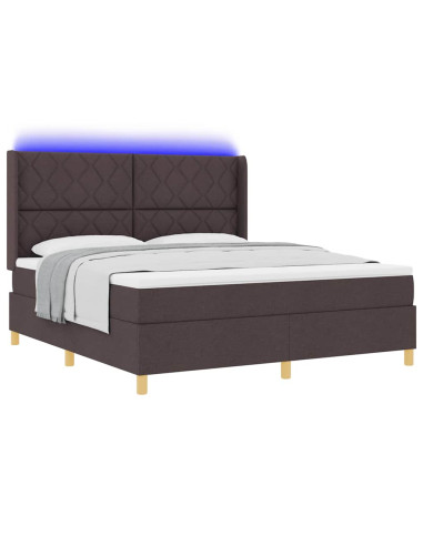 Letto a molle con strisce LED Marrone 180 x 200 cm Tessuto