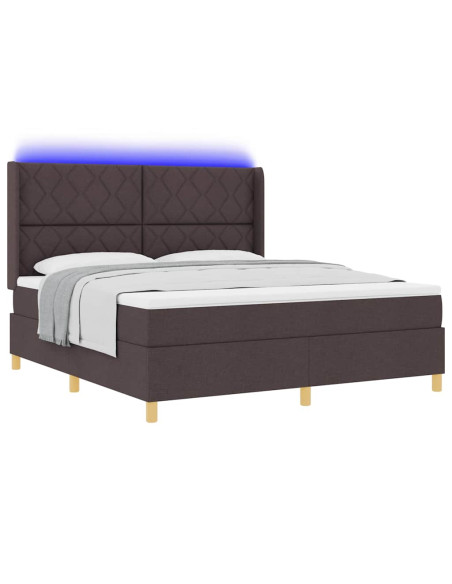 Letto a molle con strisce LED Marrone 180 x 200 cm Tessuto