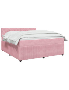 Letto box spring con materasso Rosa 160 x 200 cm Velluto 2