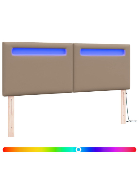 Testiera LED Cappuccino 160 cm Pelle Sintetica