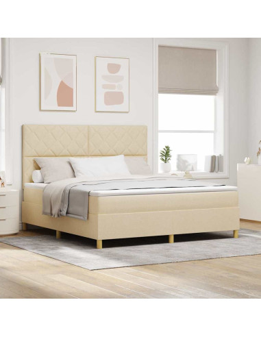 Letto a Sorgente LED con testiera Crema 180 x 200 cm Tessuto