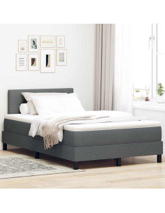 Letto a molle con strisce LED Grigio scuro 120 x 200 cm Tessuto