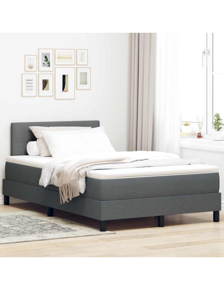 Letto a molle con strisce LED Grigio scuro 120 x 200 cm Tessuto