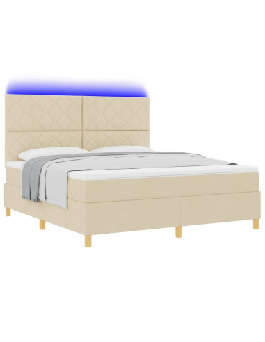 Letto a Sorgente LED con testiera Crema 180 x 200 cm Tessuto
