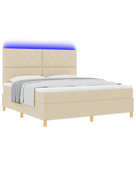 Letto a Sorgente LED con testiera Crema 180 x 200 cm Tessuto