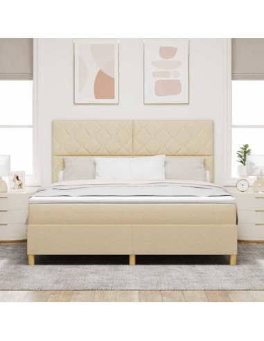 Letto a Sorgente LED con testiera Crema 180 x 200 cm Tessuto
