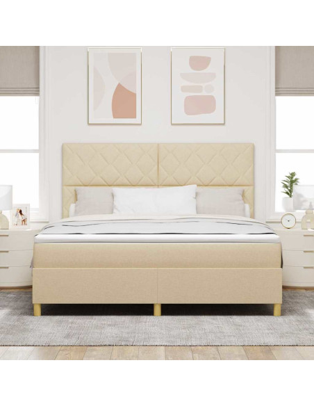 Letto a Sorgente LED con testiera Crema 180 x 200 cm Tessuto