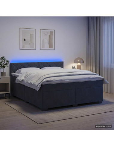 Letto con Box Spring, Materasso e LED Grigio Scuro 140 x 200 cm