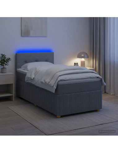 Letto box spring con materasso Grigio Chiaro 80 x 200 cm