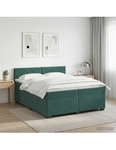 Letto box spring con materasso Verde Scuro 200 x 200 cm Velluto