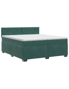 Letto box spring con materasso Verde Scuro 200 x 200 cm Velluto 2