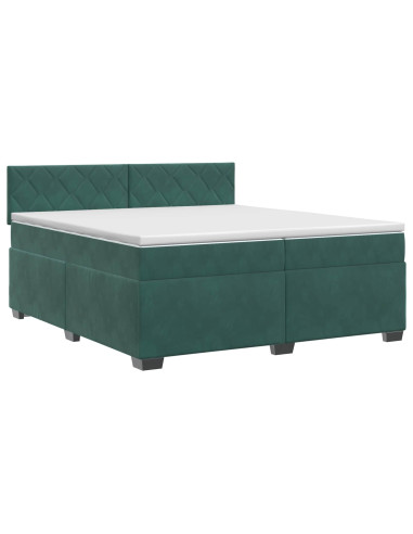 Letto box spring con materasso Verde Scuro 200 x 200 cm Velluto