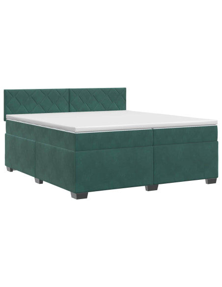 Letto box spring con materasso Verde Scuro 200 x 200 cm Velluto