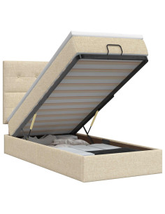 Letto ottomano con materasso Crema 100 x 200 cm Tessuto