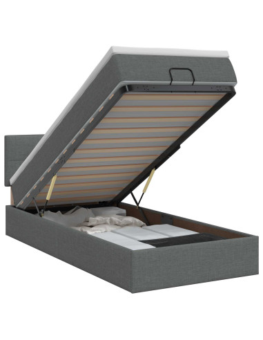 Letto ottomano con materasso Grigio Scuro 100 x 200 cm Tessuto