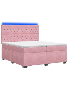 Letto box spring con materasso Rosa 200 x 200 cm Velluto