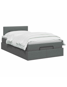 Letto Ottomano con Materasso e LED Grigio Scuro 120 x 190 cm 2