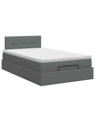 Letto ottomano con materasso Grigio Scuro 120 x 200 cm Tessuto